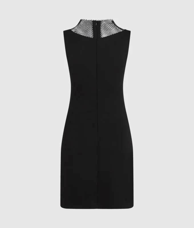 Vestido de malla con pedrería y cuello en V Vestido de malla con pedrería y cuello en V