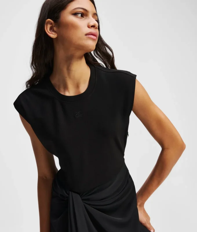 VESTIDO DE MEZCLA DE TEJIDOS VESTIDO DE MEZCLA DE TEJIDOS