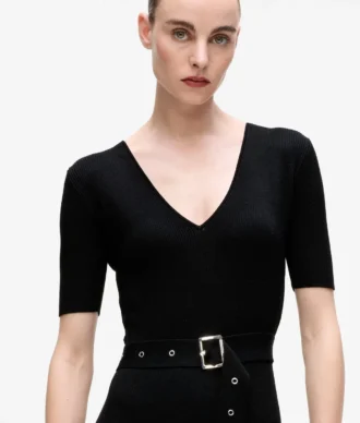 Vestido de punto con cinturón
