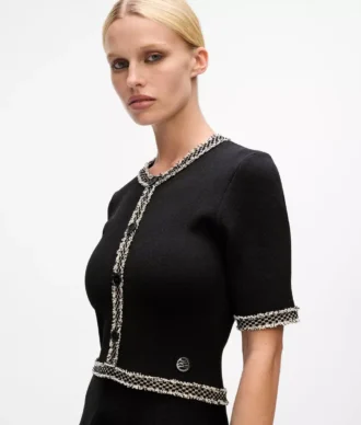 Vestido de punto con detalle bouclé