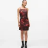 Vestido de satén con estampado integral Vestido de satén con estampado integral