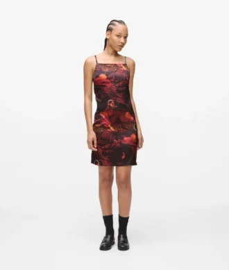 Vestido de satén con estampado integral