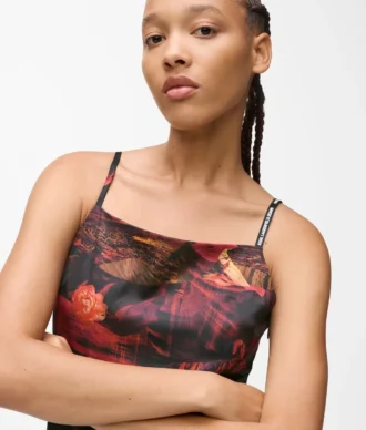 Vestido de satén con estampado integral