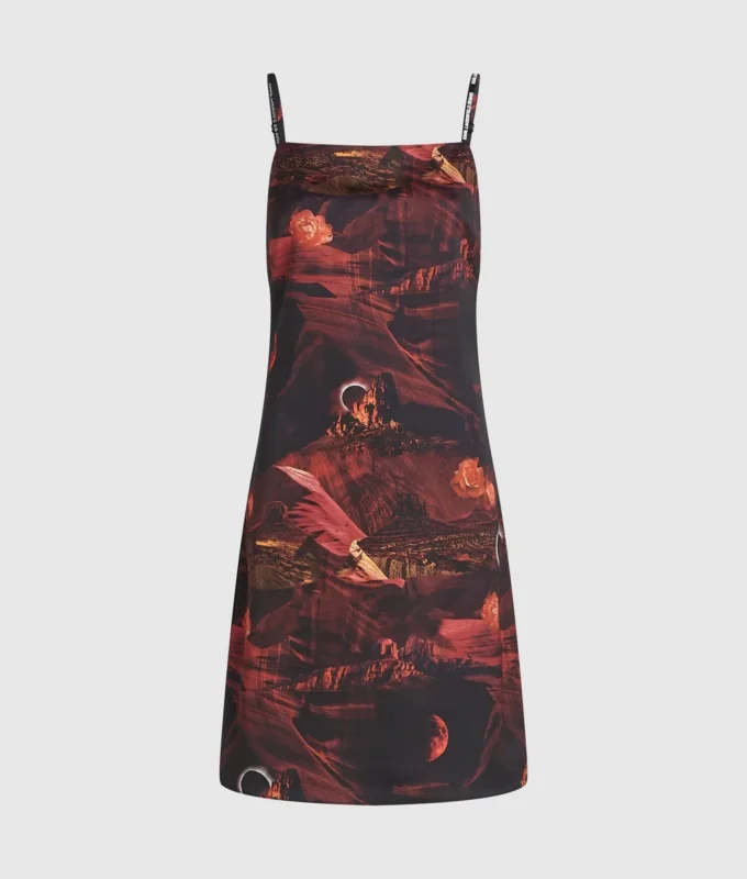 Vestido de satén con estampado integral Vestido de satén con estampado integral