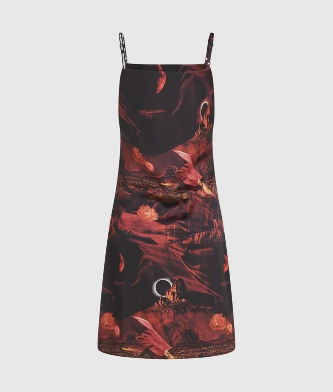 Vestido de satén con estampado integral Vestido de satén con estampado integral