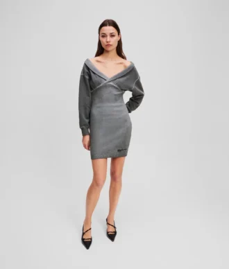 VESTIDO DE SUDADERA CON HOMBROS DESCUBIERTOS