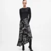 Vestido midi con bocetos de París Vestido midi con bocetos de París