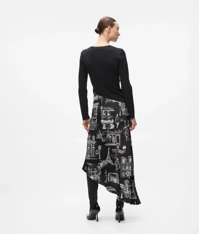 Vestido midi con bocetos de París Vestido midi con bocetos de París