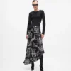 Vestido midi con bocetos de París Vestido midi con bocetos de París