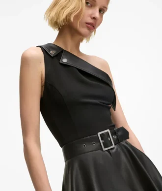 Vestido motero de un solo hombro