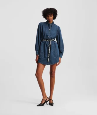 VESTIDO VAQUERO CON MANGAS ABULLONADAS